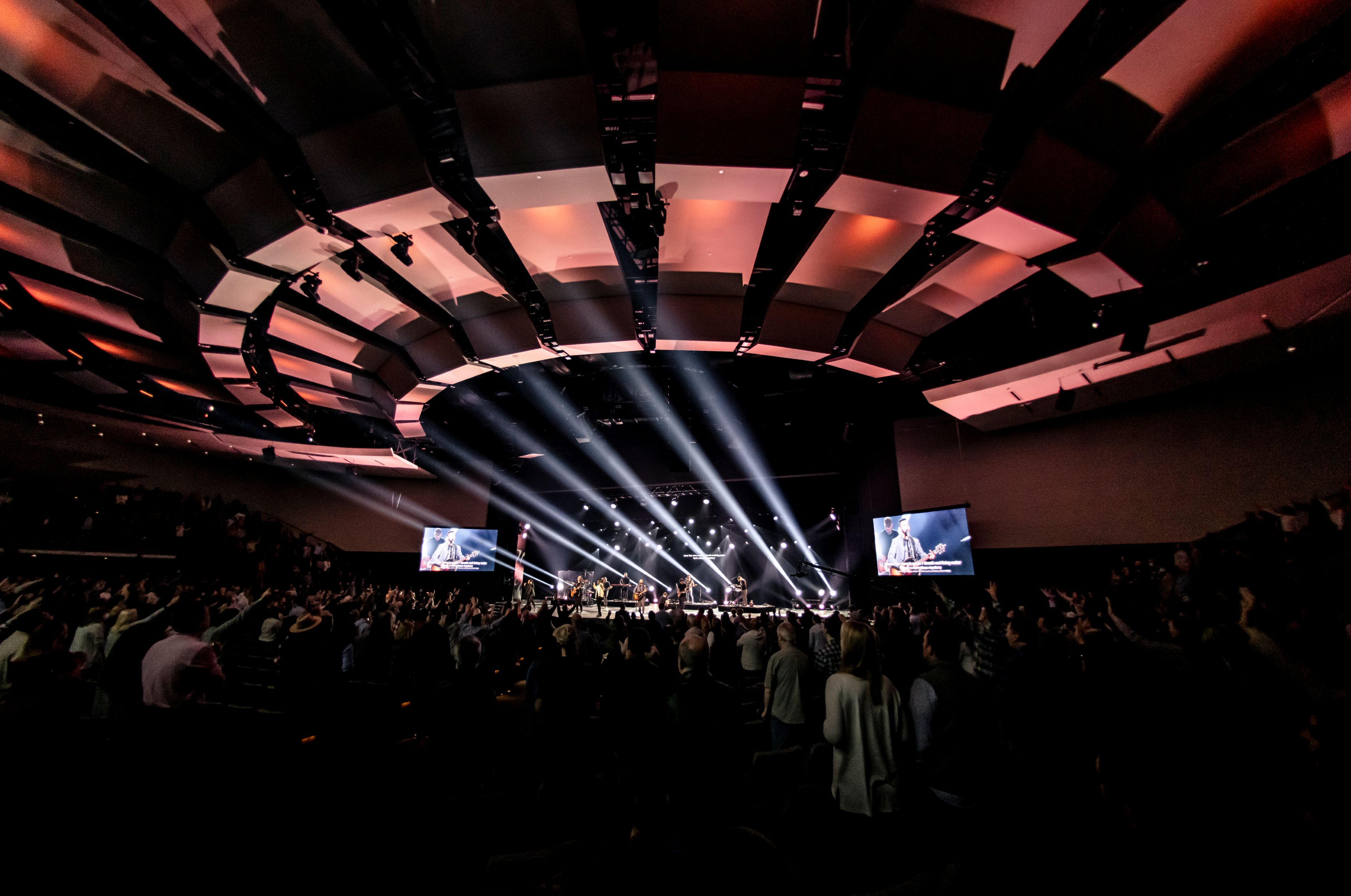 Lights and crowd church stage